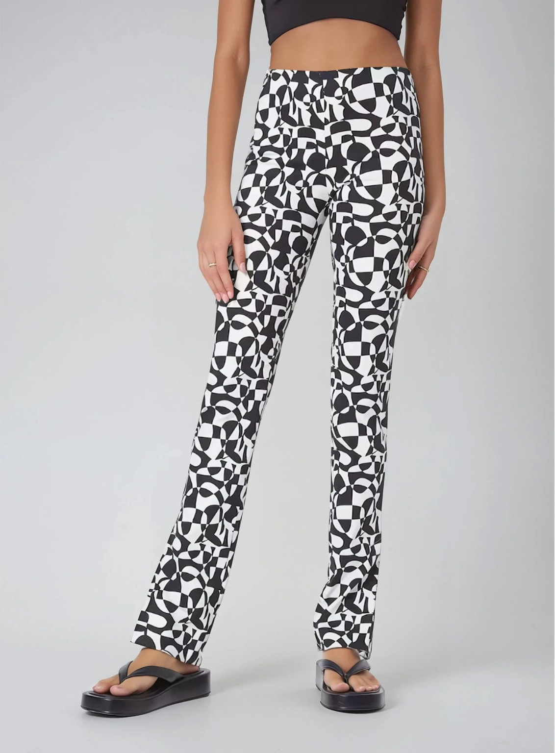 SPODNIE CASUAL PRINT KONTRAST