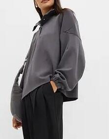 BLUZA OVERSIZE Z KOŁNIERZEM 