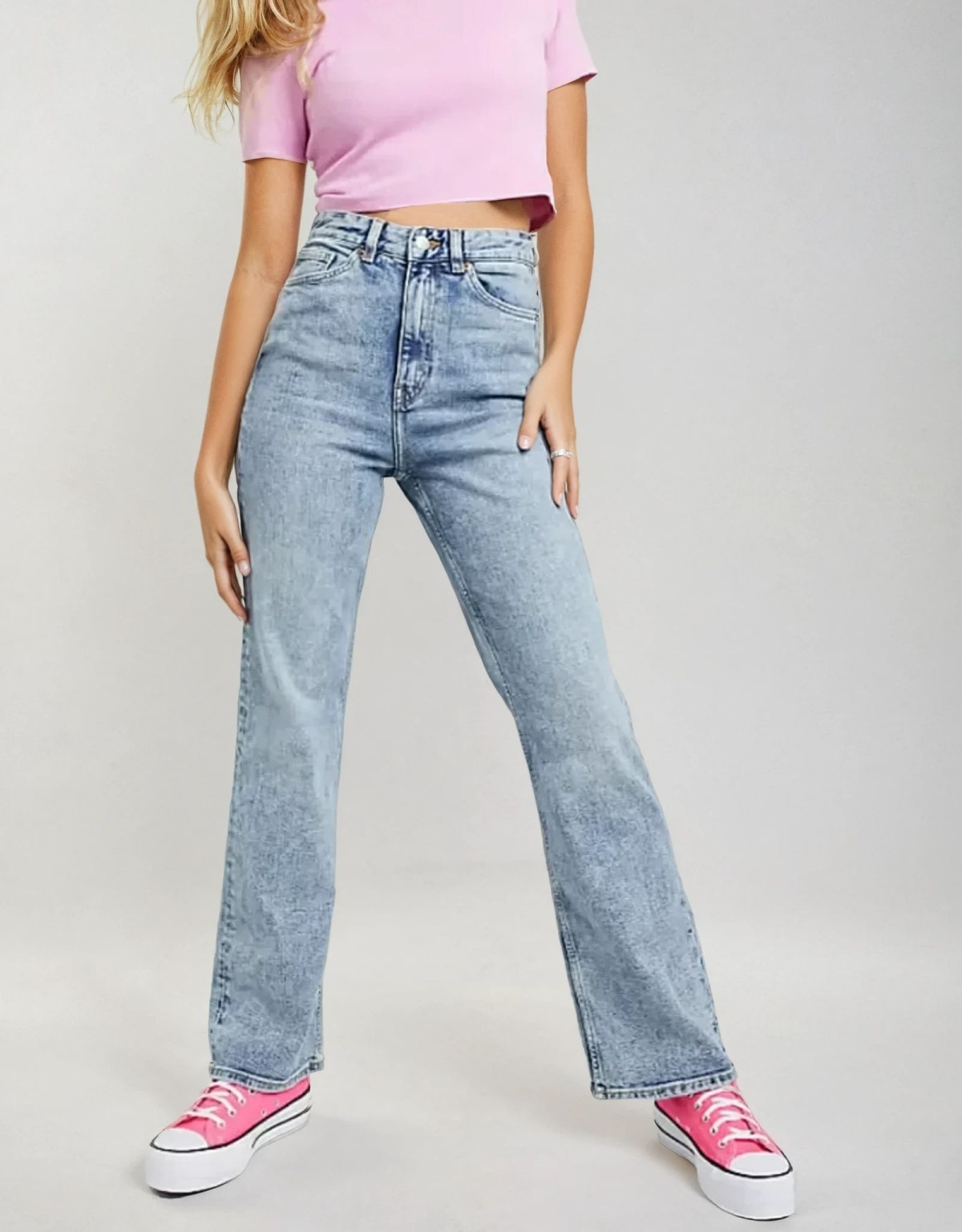 NIEBIESKIE SPODNIE JEANS WYSOKI STAN