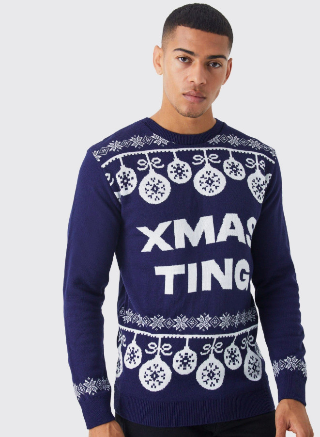 granatowy sweter wzór