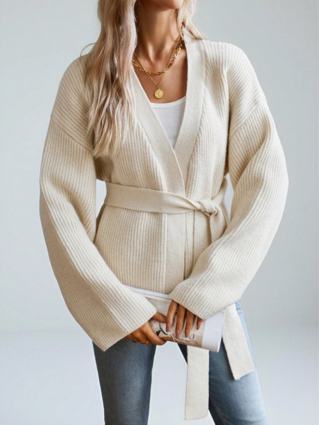 BEŻOWY SWETER KARDIGAN