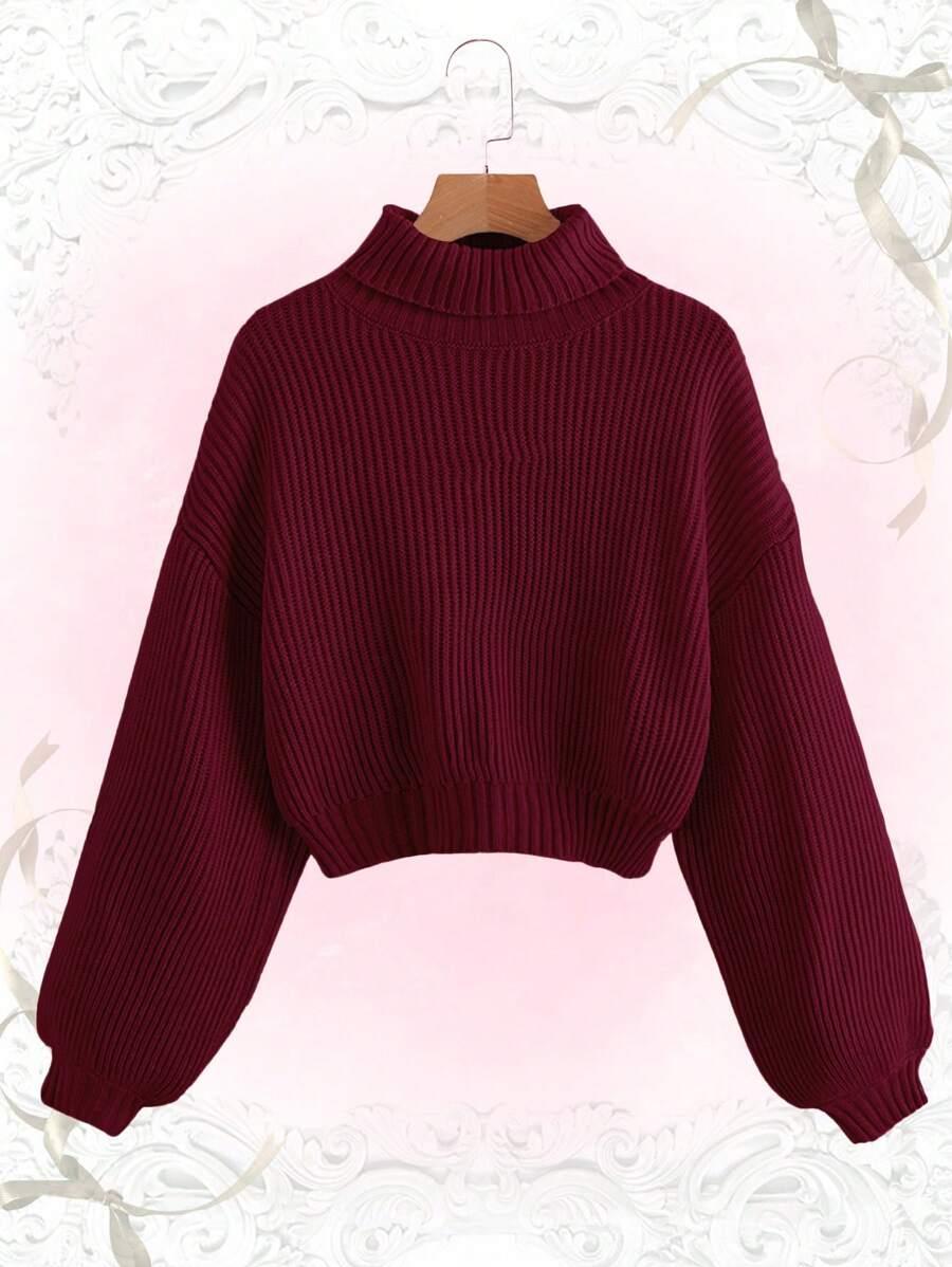 BORDOWY KRÓTKI SWETER 