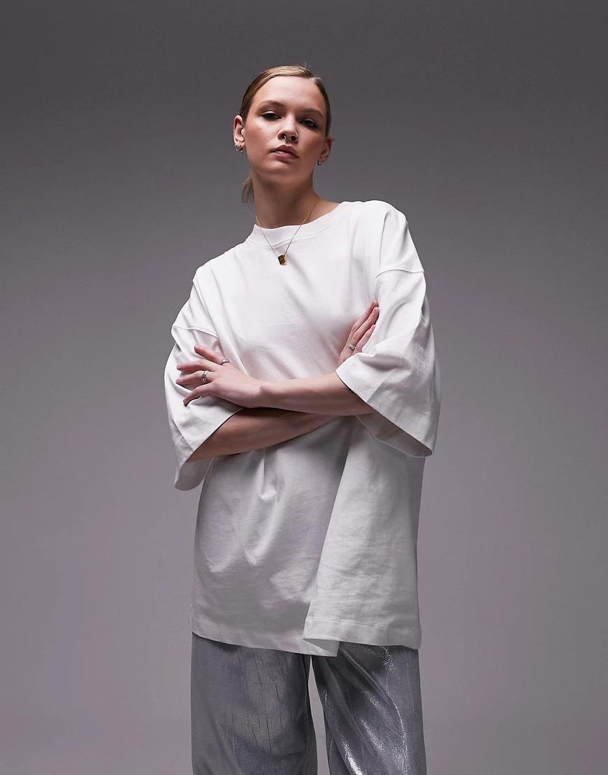 BIAŁY KLASYCZNY T-SHIRT OVERSIZE CASUAL