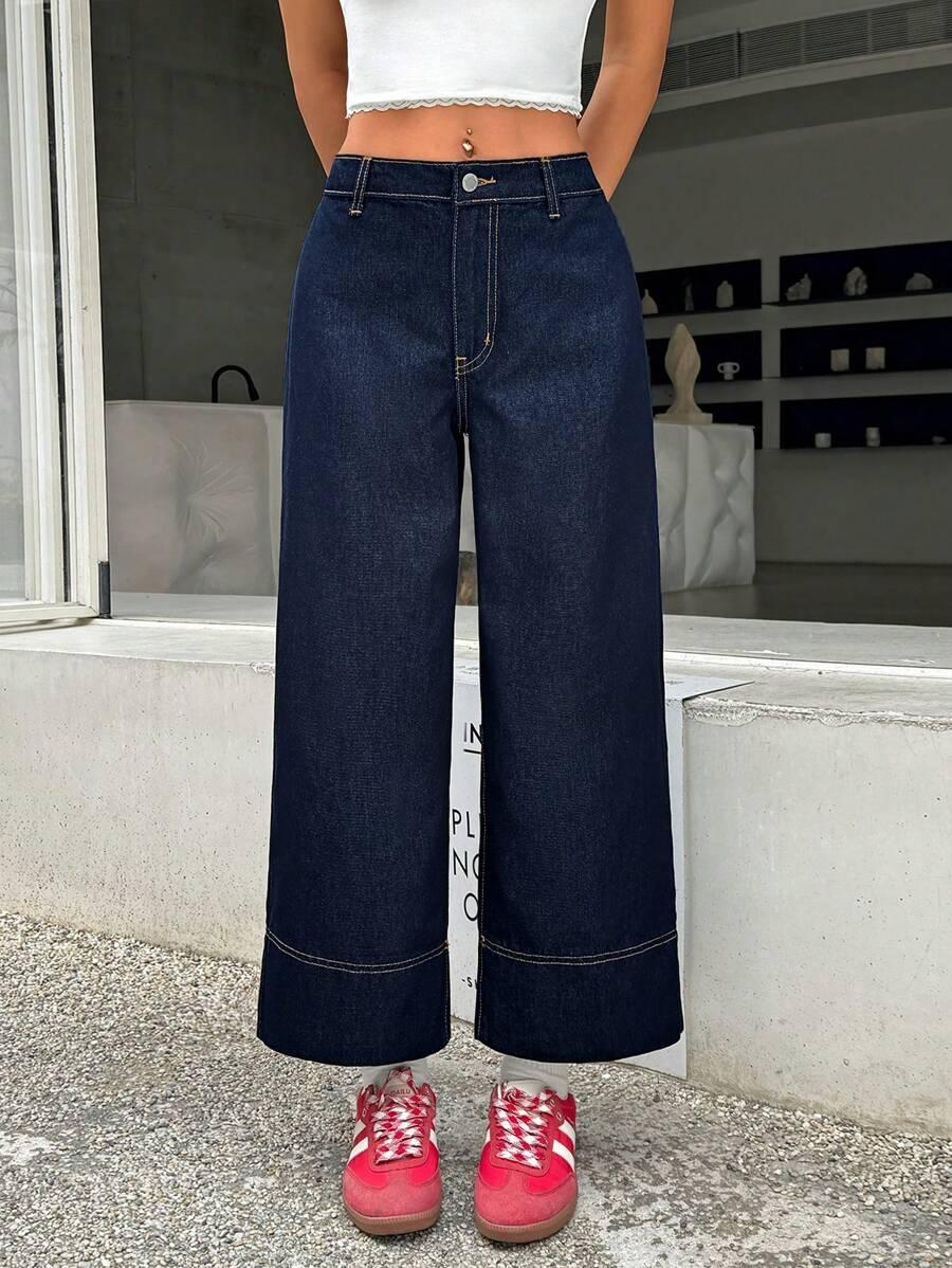 GRANATOWE SPODNIE JEANS