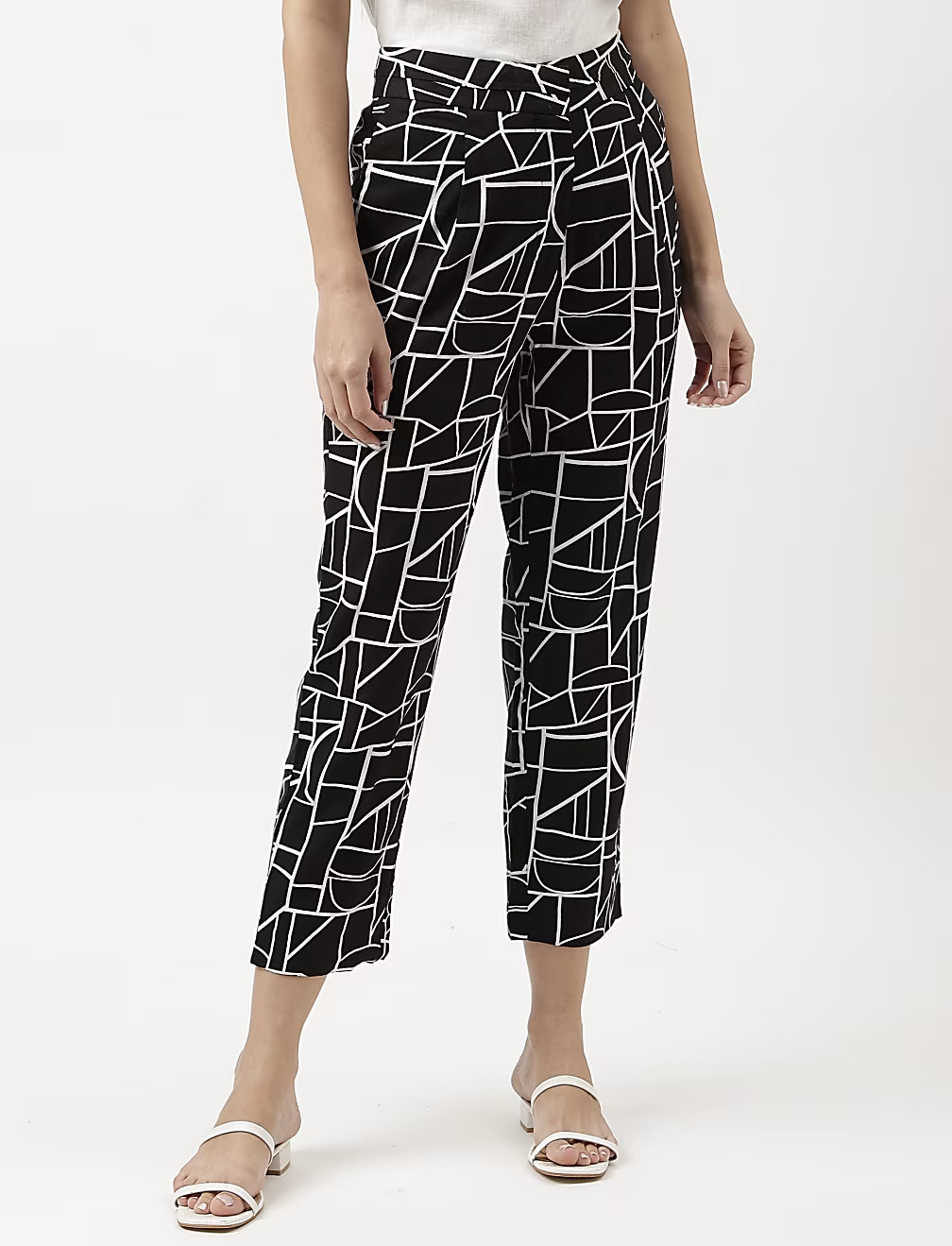 PROSTE SPODNIE PRINT T59-4173K-Y4