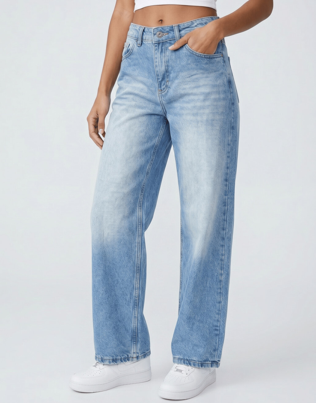 SPODNIE JEANS WYSOKI STAN PROSTA