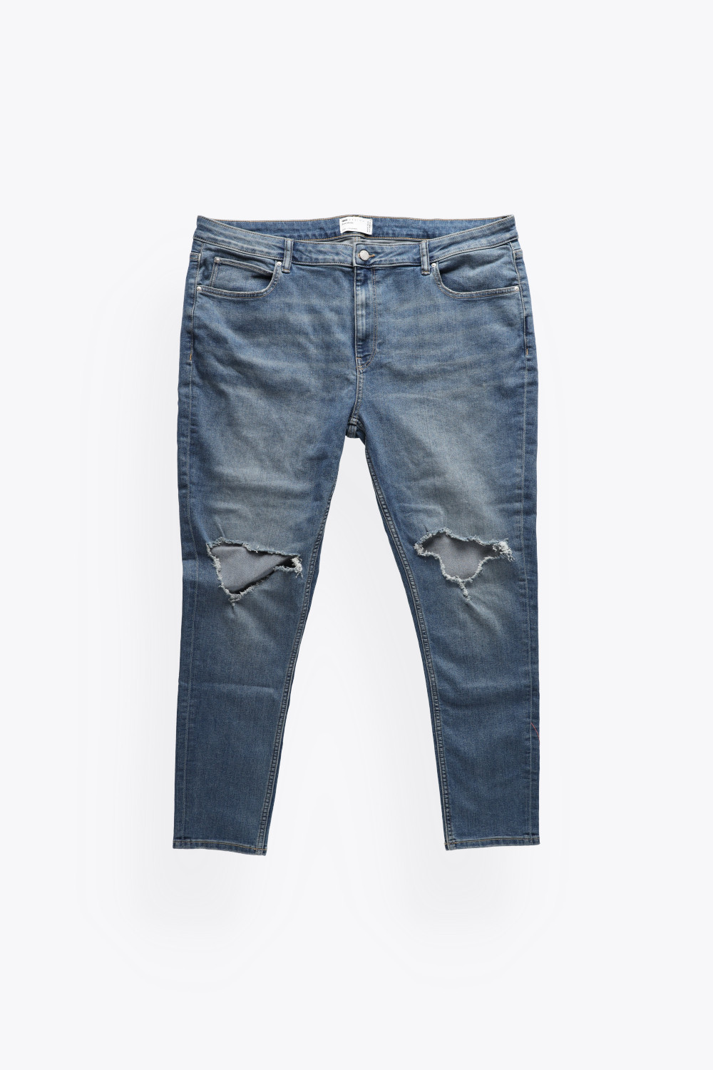 niebieskie spodnie ripped jeans dziury