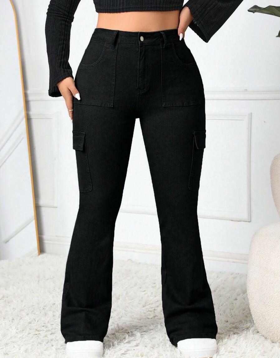 CZARNE SPODNIE JEANS KIESZENIE