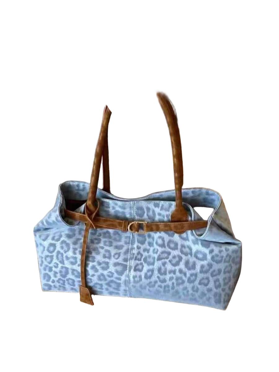 niebieska torebka leopard print