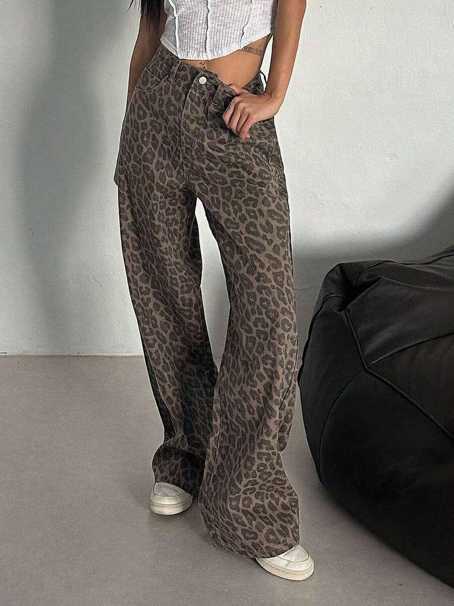 SPODNIE JEANS ANIMAL PRINT