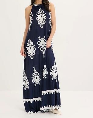 SUKIENKA BOHO MAXI Z OKRĄGŁYM DEKOLTEM