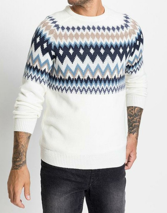 SWETER MĘSKI WKŁADANY PRZEZ GŁOWĘ Z WZOREM