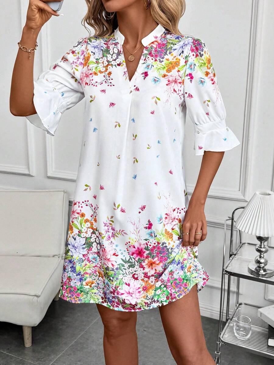 SUKIENKA PRINT V-NECK