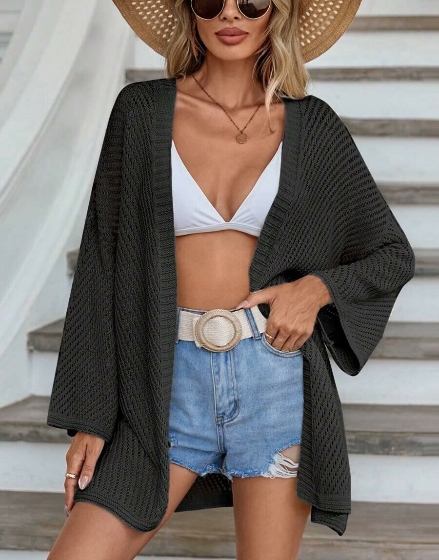 czarny sweter narzutka oversize