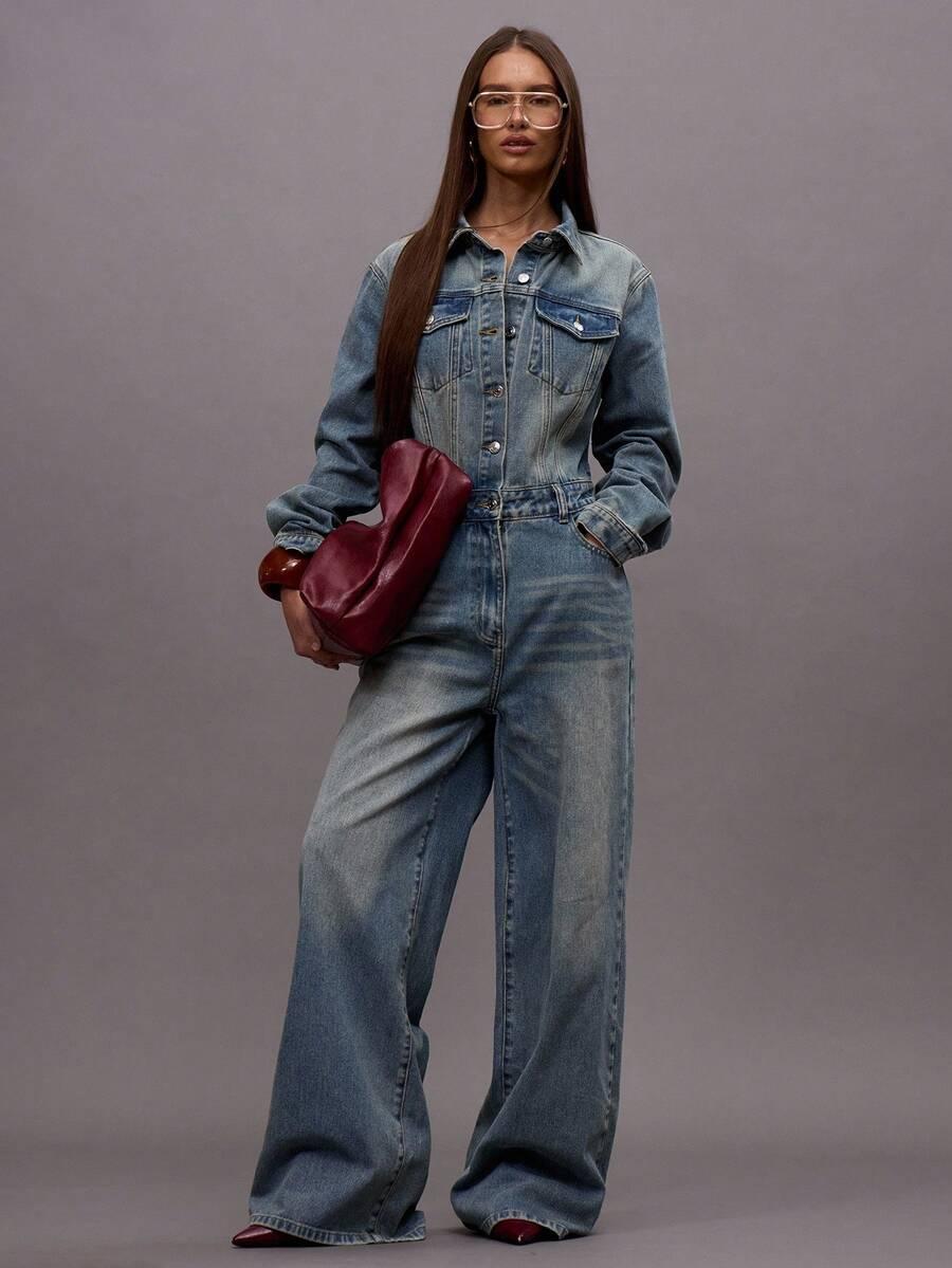 NIEBIESKI KOMBINEZON JEANS 