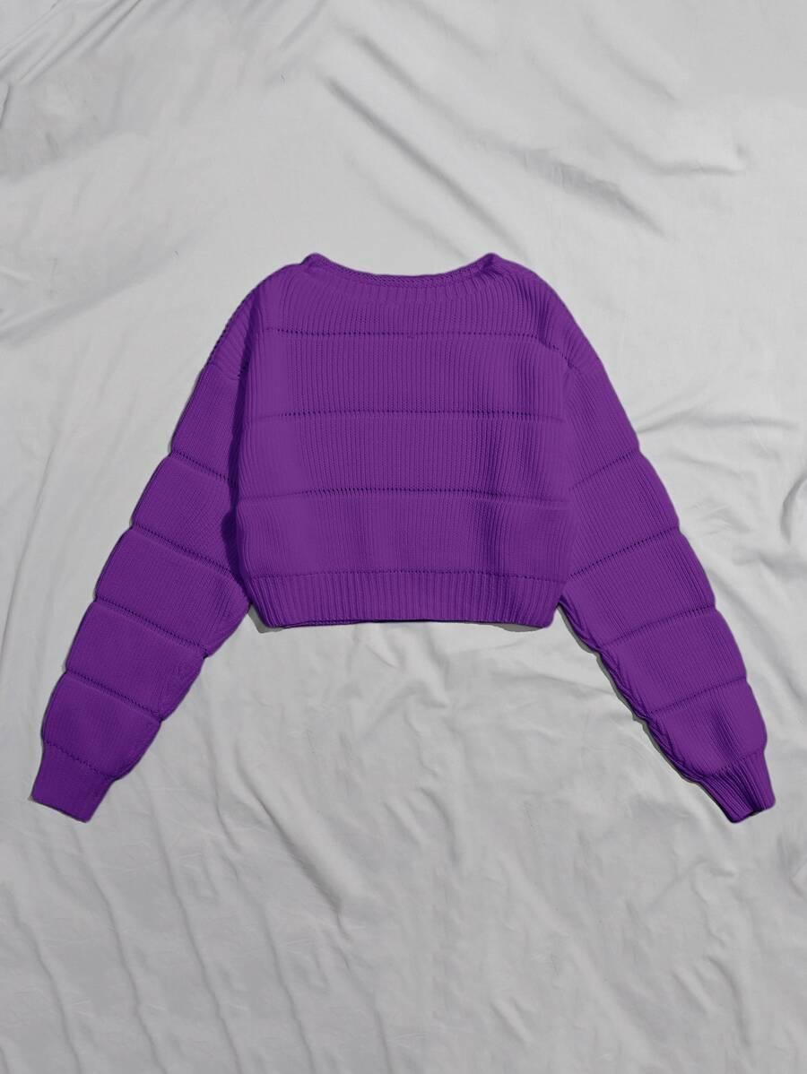 FIOLETOWY SWETER DZIANINA 