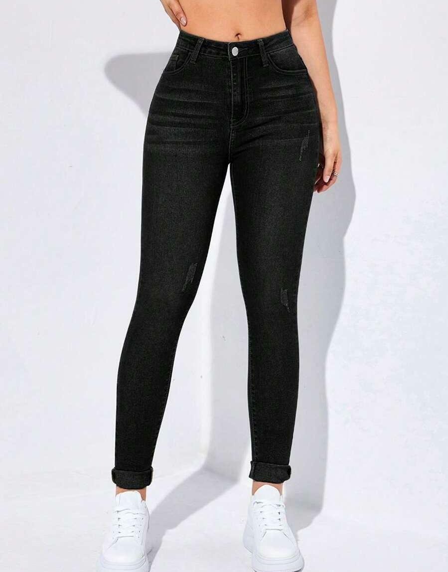 CZARNE SPODNIE JEANS RURKI
