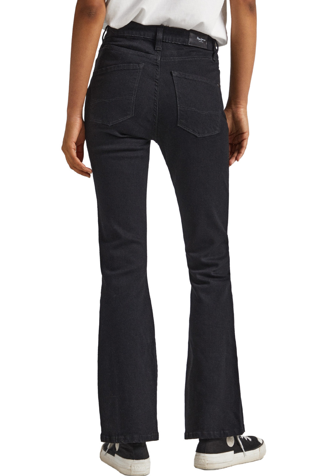 czarne spodnie dzwony jeans high waist