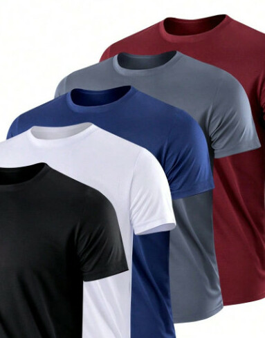 szary T-shirt okrągły dekolt