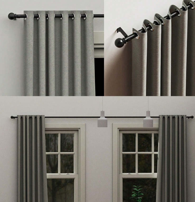 czarny pojedynczy karnisz metal