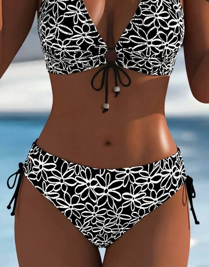 dół od bikini wzór kwiaty