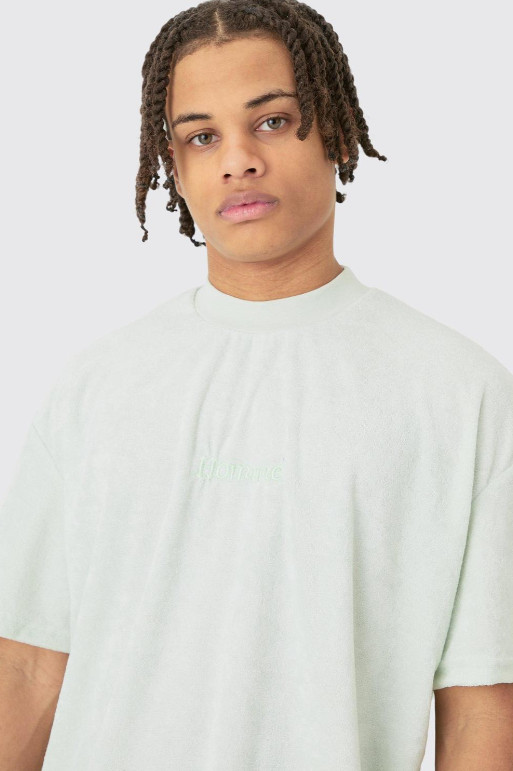 zielony t-shirt okrągły dekolt 