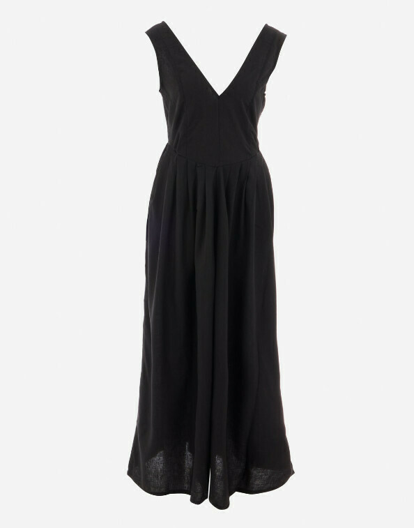 CZARNA MAXI SUKIENKA V-NECK