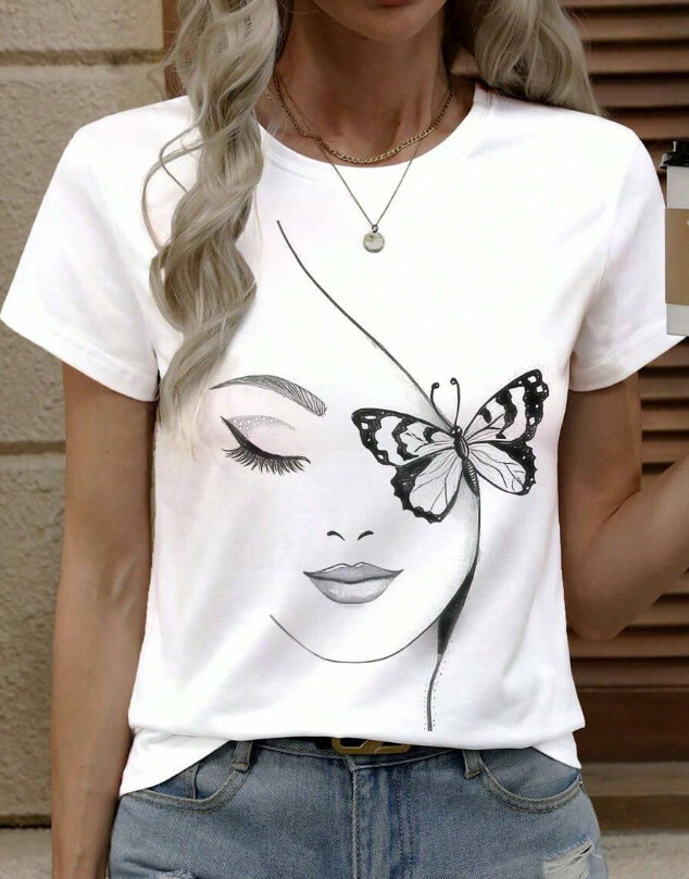 biały t-shirt nadruk