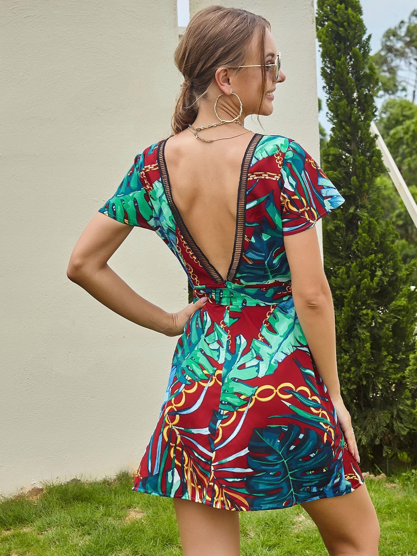 SUKIENKA V-NECK PRINT