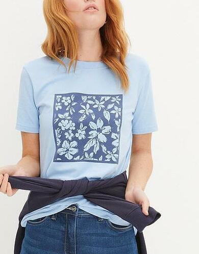 BAWEŁNIANY T-SHIRT DAMSKI Z NADRUKIEM 