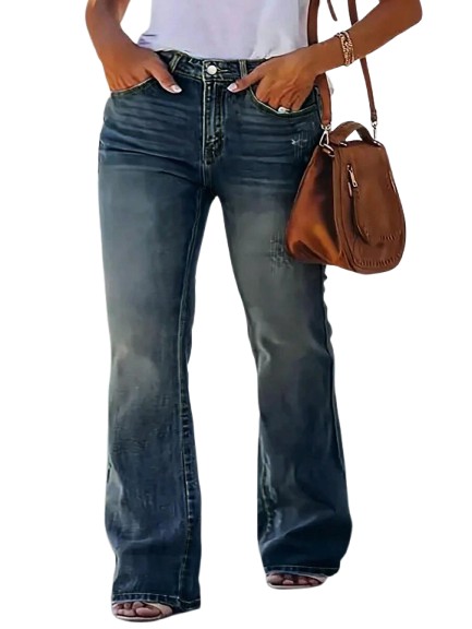 niebieskie spodnie jeans przetarcia 