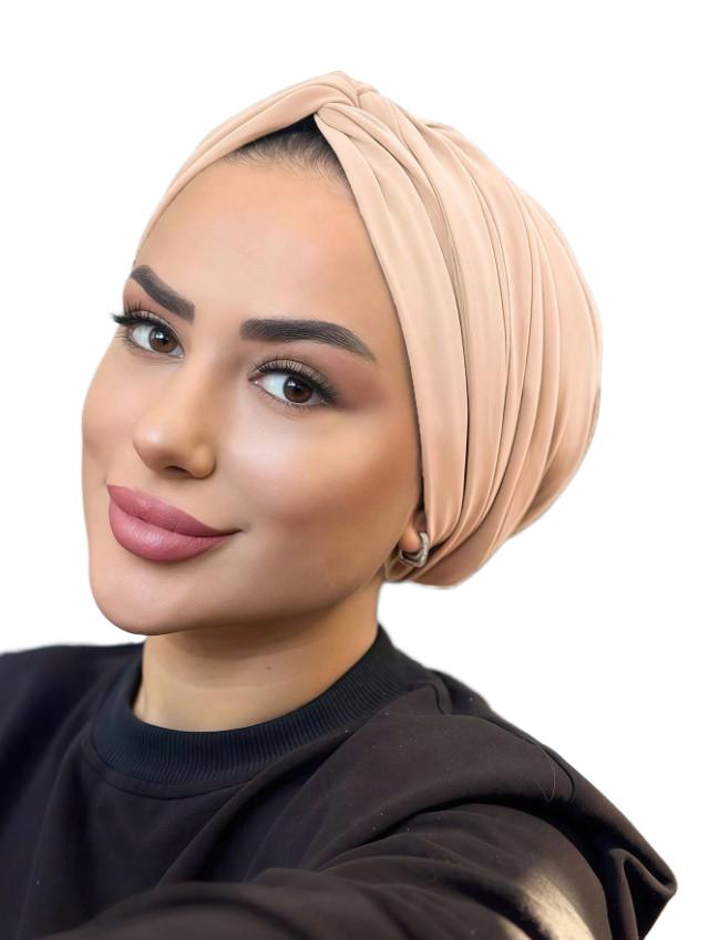 BEŻOWA CHUSTA TURBAN