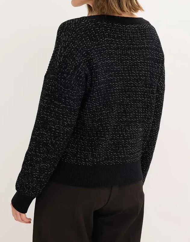 SWETER DAMSKI ROZPINANY WISKOZOWY Z DEKOLTEM V DO BIODER GUZIKI