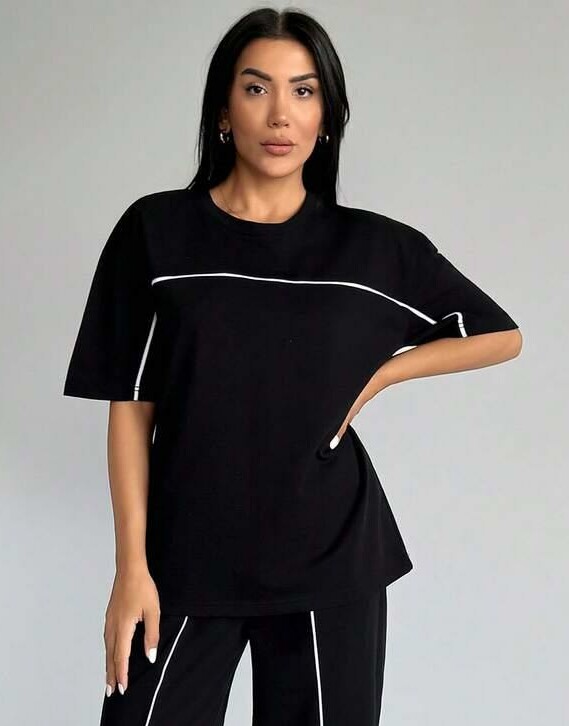 czarny t-shirt casual