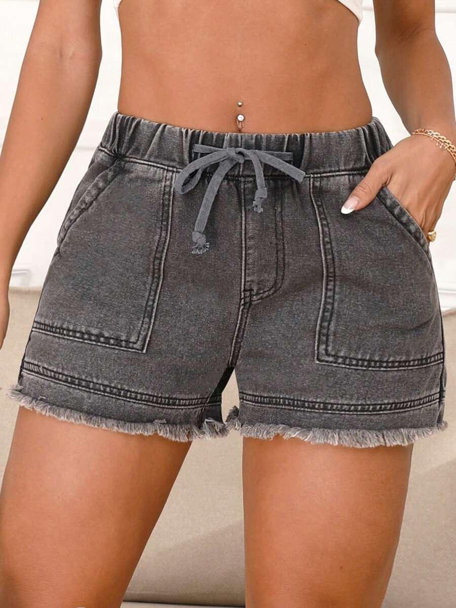 SZARE SPODENKI JEANS 