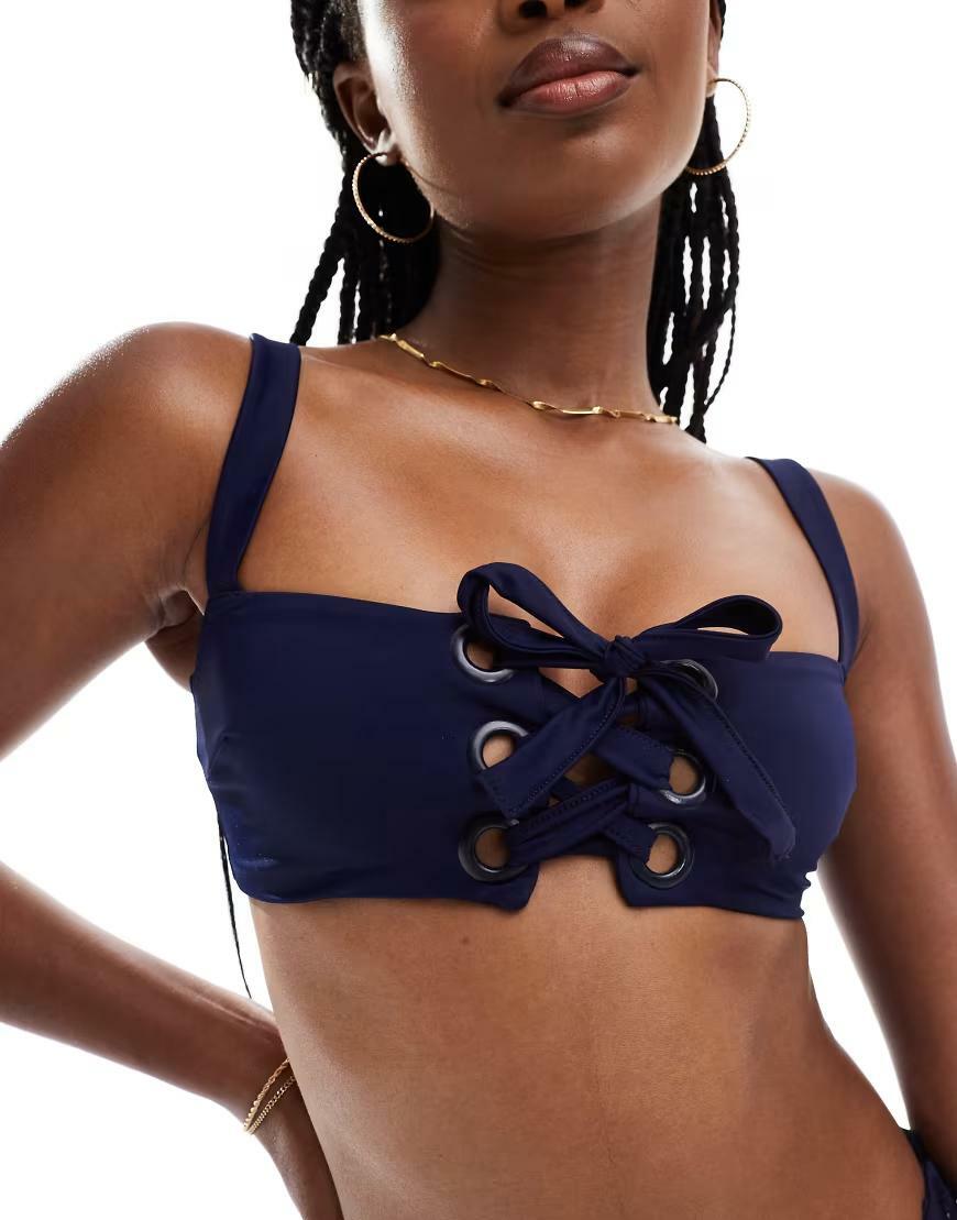granatowa góra od bikini wiązanie 