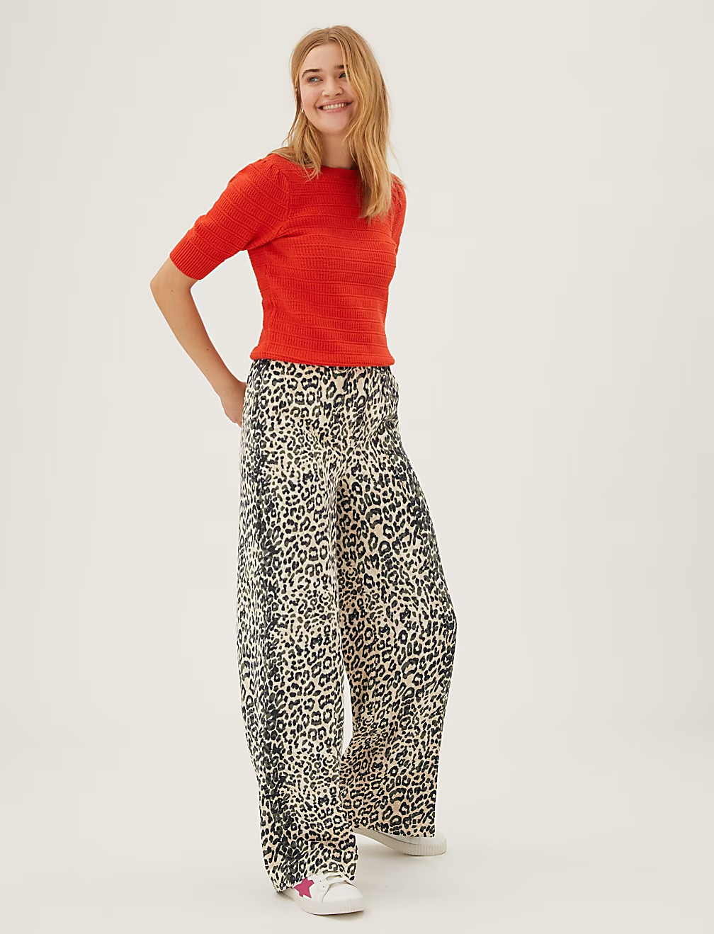 PROSTE SPODNIE ANIMAL PRINT T59-1524T-Y8
