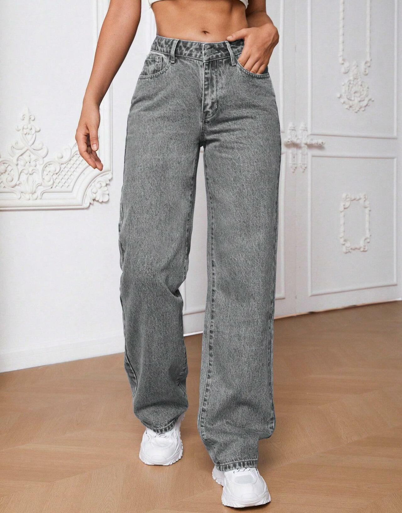 SZARE PROSTE SPODNIE JEANS