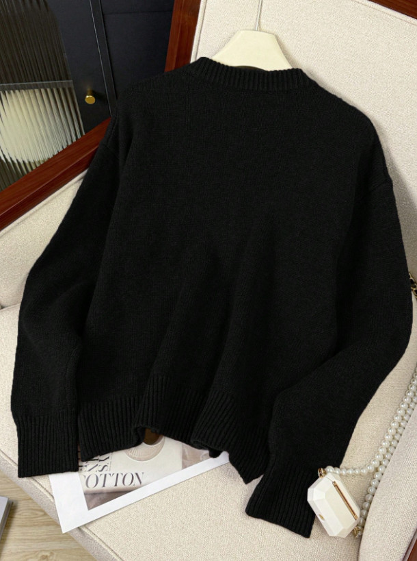 czarny SWETER GUZIKI