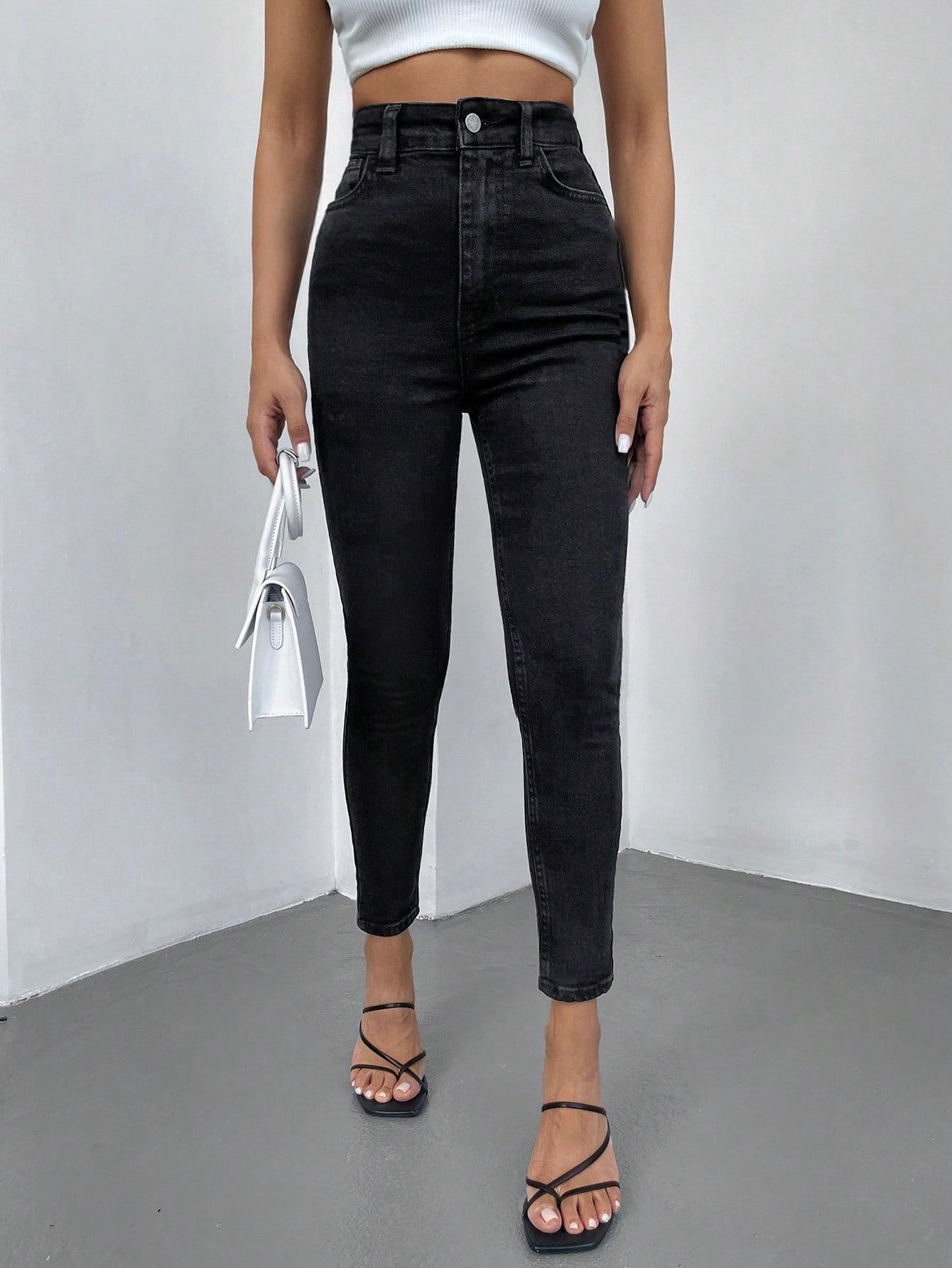 CZARNE SPODNIE JEANS 