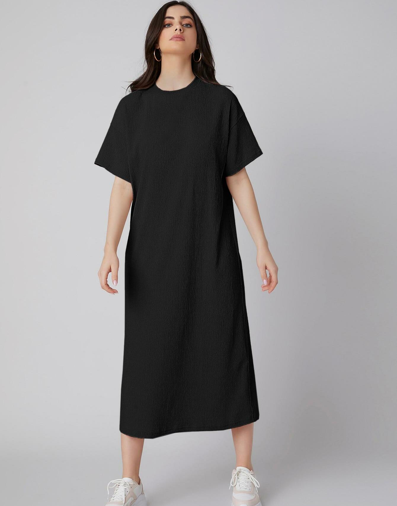 PROSTA SUKIENKA OVERSIZE MIDI STRUKTURA