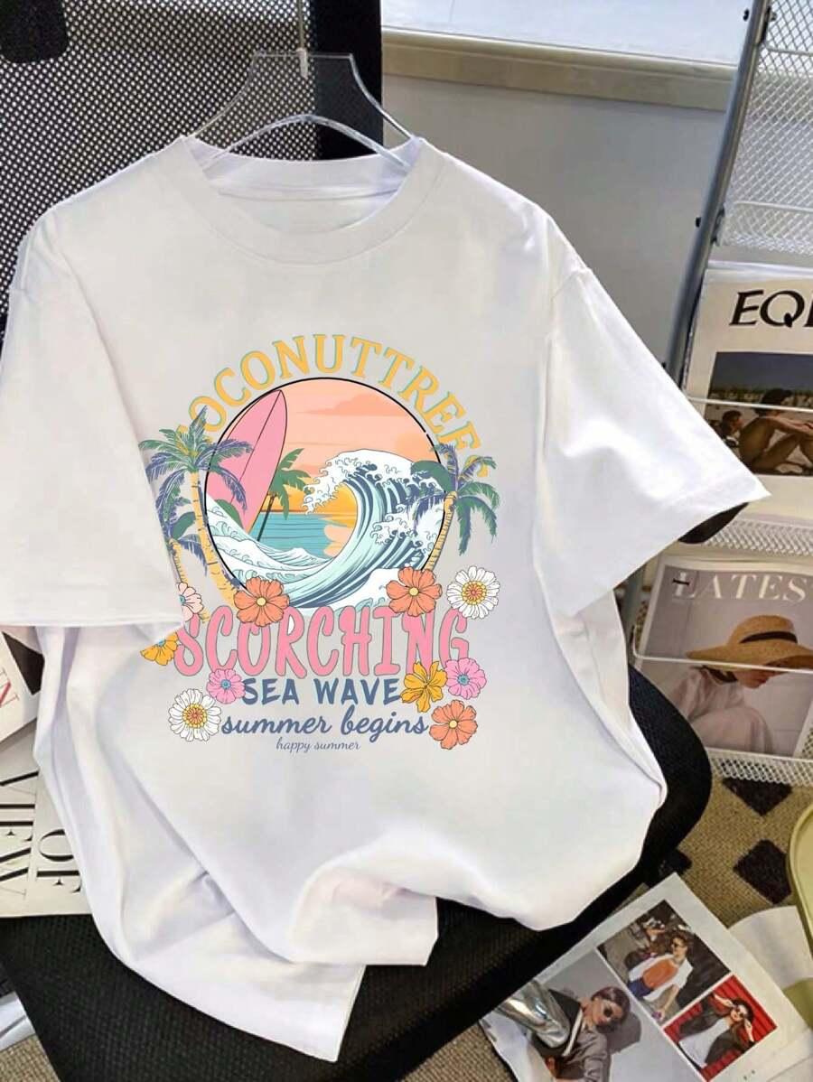BIAŁY T-SHIRT NADRUK