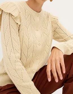 SWETER ROZPINANY AŻUROWY Z BAWEŁNY