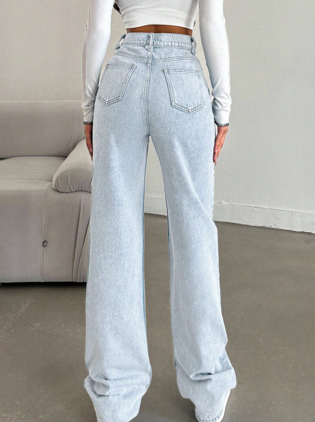 NIEBIESKIE SPODNIE JEANS WYSOKI STAN