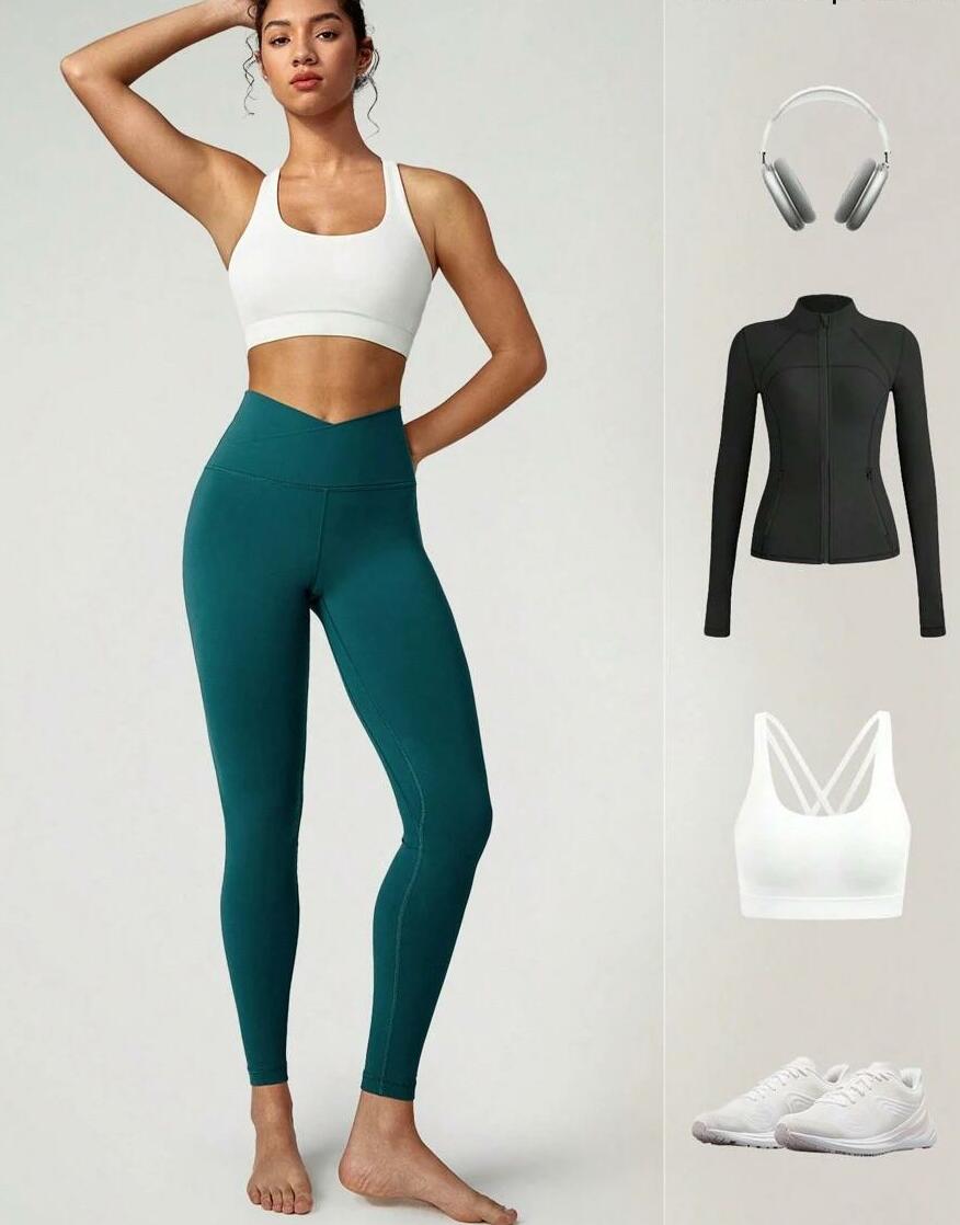 ZIELONE LEGGINSY WYSOKI STAN