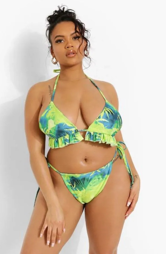 GÓRA OD BIKINI tropical print falbana wiązanie
