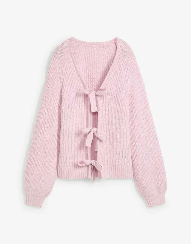 SWETER ROZPINANY Z KOKARDKAMI