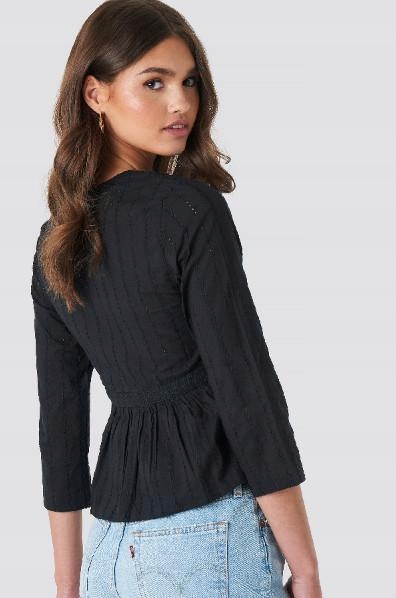 czarna bluzka rękaw 3/4 v neck 