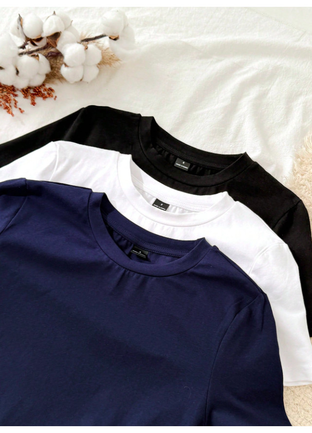 gładki t-shirt basic 2-pack