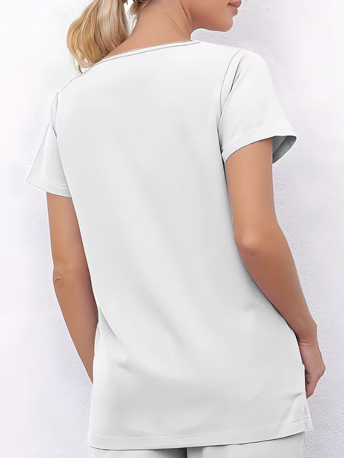biały fartuch t-shirt kieszenie